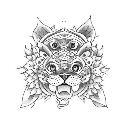 A Minimalist Tattoo Of Leo And Chichi Sitting On A Coffee Bean