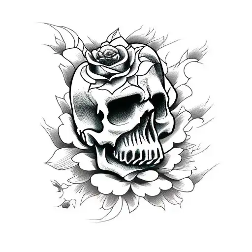 Skull And Roses On A Forearm Tattoo