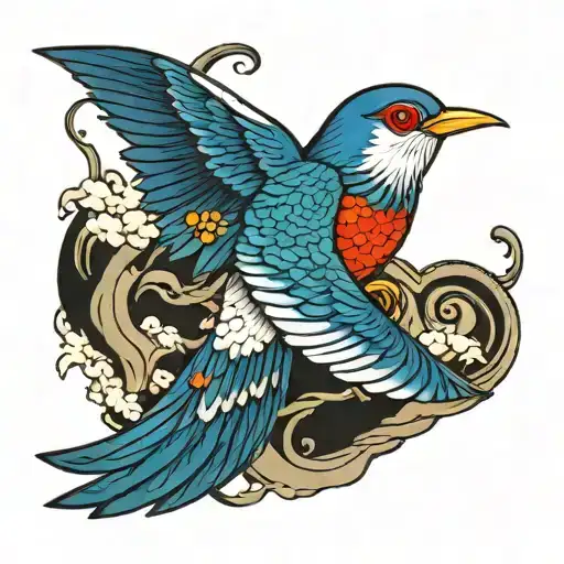 Vibrant Colored Bird Flying