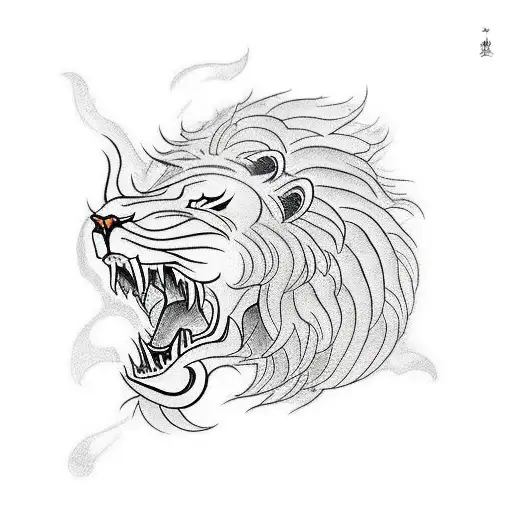 Lion Roaring In Hell With Angel His Side