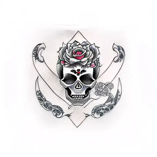 Skull Mask Bones Sakura Girl