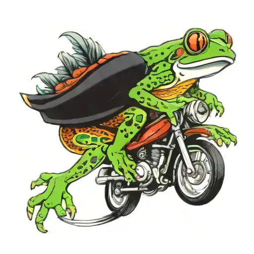 Frog On Motorcycle Riding