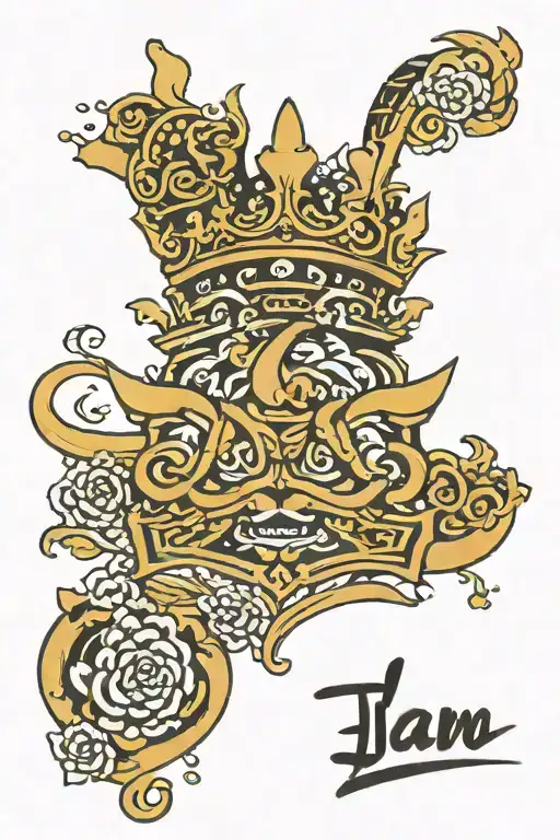 Liam's Name In Cursive With A Crown On Top And A Line Embellishing It