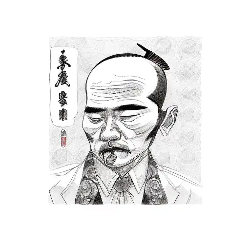 A Sketch-style Portrait Of A Mafia Figure Counting Money
