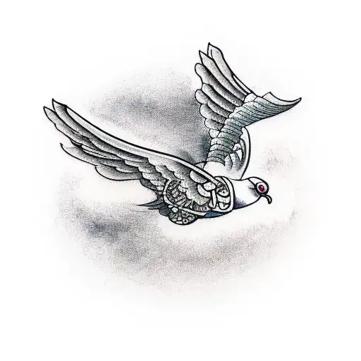 Dove Flying Over The World