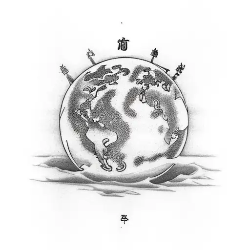 Titan Atlas And A World Sphere Behind Collapsing