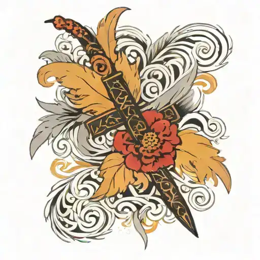 Cross With Feather Behind