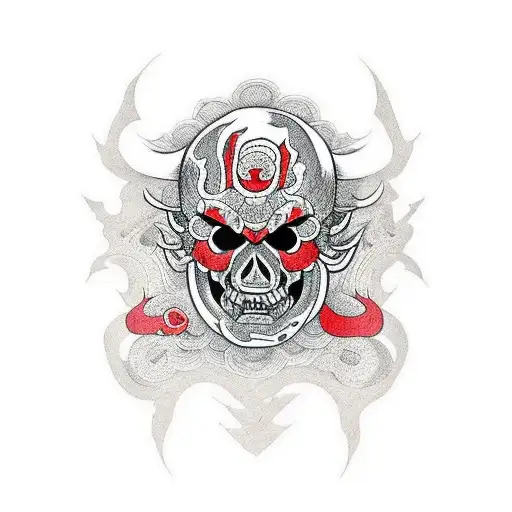 Left Chest Skull Oni Mask