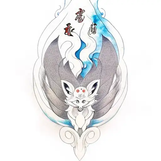 Okami Ninetails Fox Aquarelle