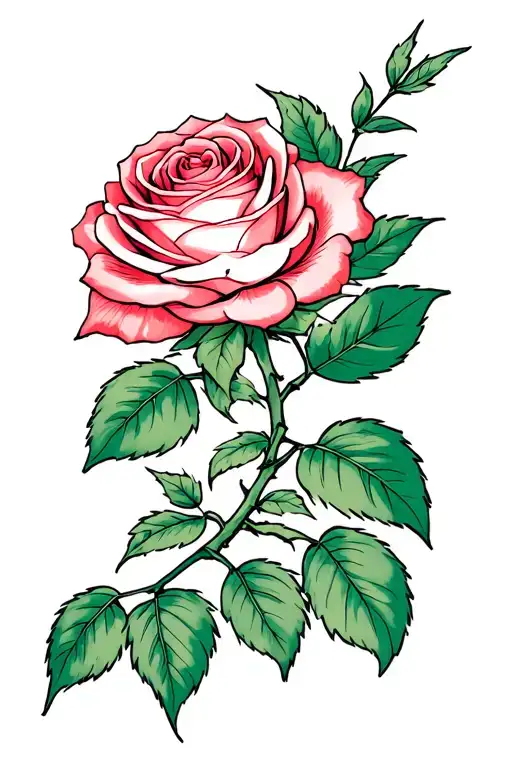 Rose And Leaves Growing