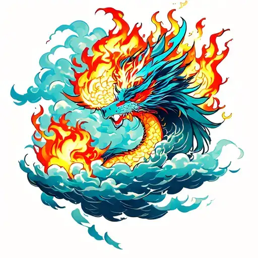 Wyverex And Fire Clouds Surrounding