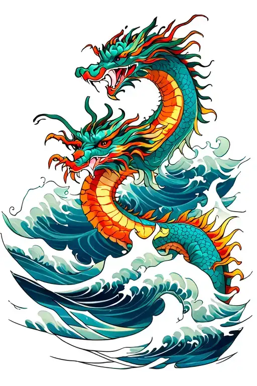 Dragon On The Water Waves