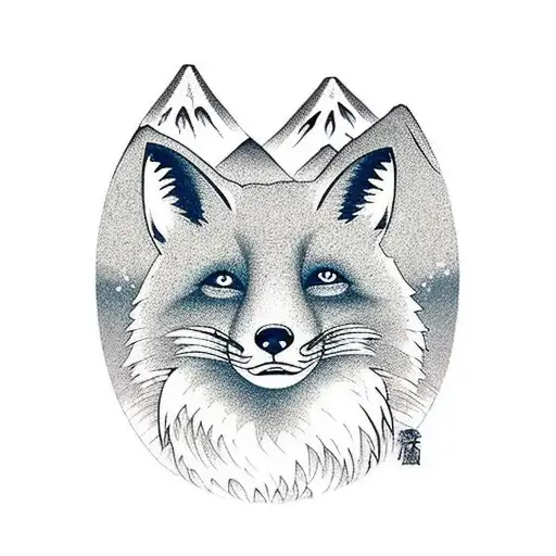 Fox With Majestic Mountains Behind It