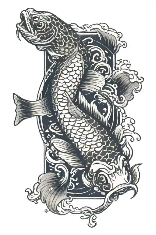 Pez Koi Fish Swimming Upstream