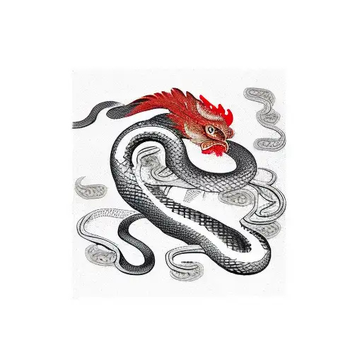 Snake And Rooster Fighting