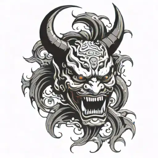 Demon Mask They Are Broken Into Fragments In The Waves