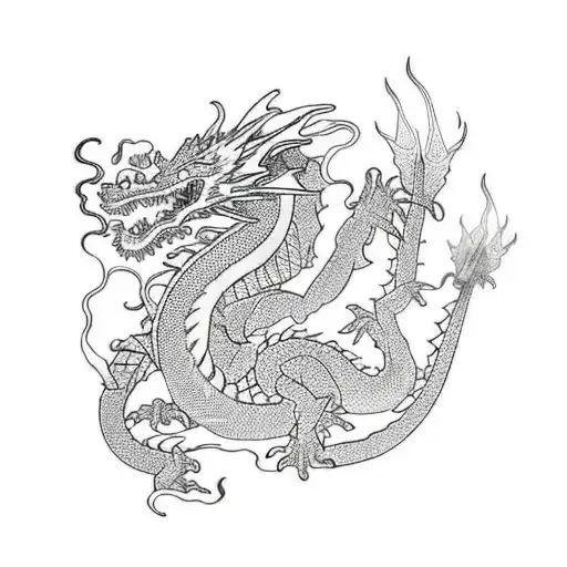 Dragon Breathing Fire On A City Skyline