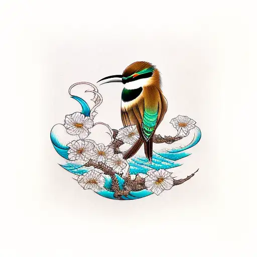 Bee Eater And Houkasi Wave Background