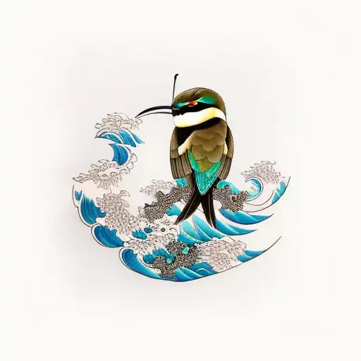 Bee Eater And Houkasi Wave Background