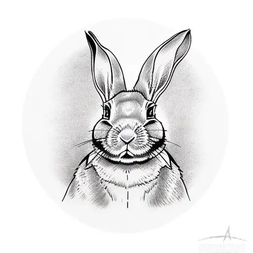 Japanese Style Full Body Rabbit In Circle