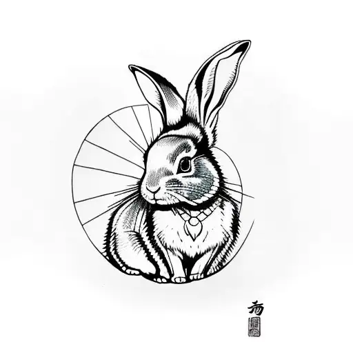 Japanese Style Full Body Rabbit In Circle