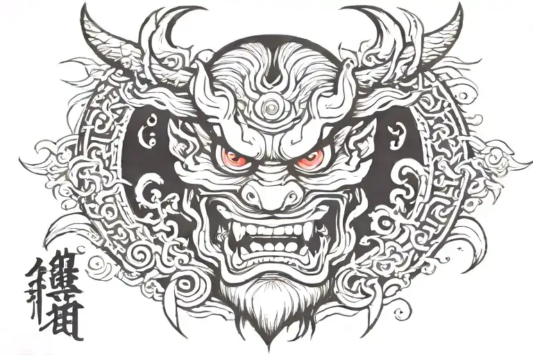 Half Smiling Demon Half Angry