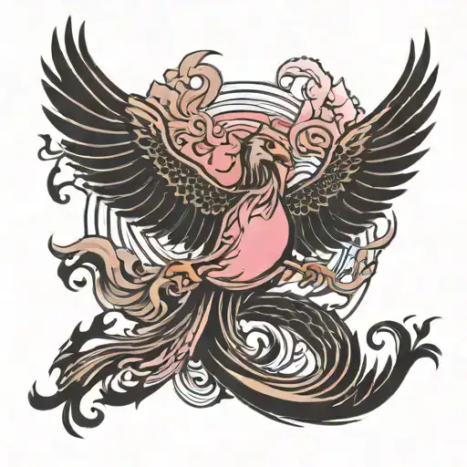 Breast Cancer Ribbon As A Phoenix Rising From The Ashes