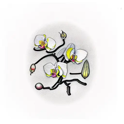 Orchid With Rose With Ginkgo With Pearl With Emilia Japonica