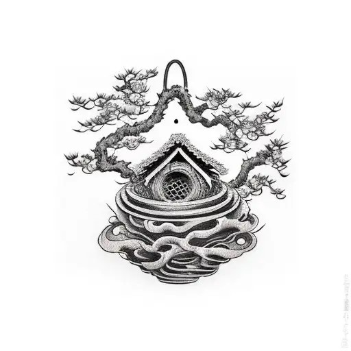 Bee's Nest Hanging From A Bonsai Tree