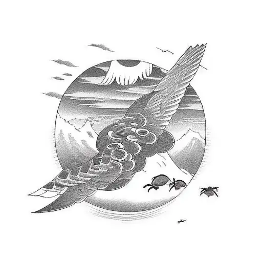 A Mechanical Bird In Flight Surrounded By Various Species Of Birds