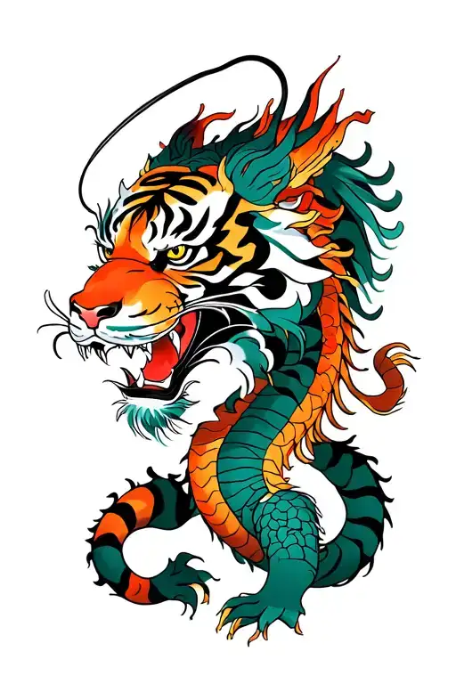 Chinese Dragon And Tiger Standing