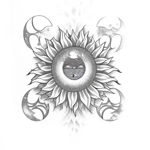 Sunflower And Cresent Moon