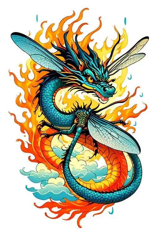Dragon Fly Out Of Clouds Fire Rain