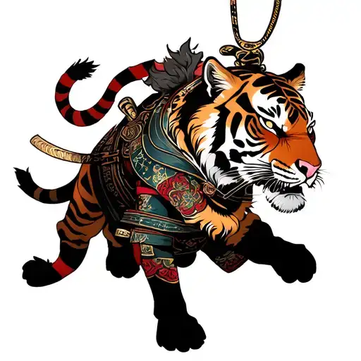 Samurai With A Tiger In Conjunction