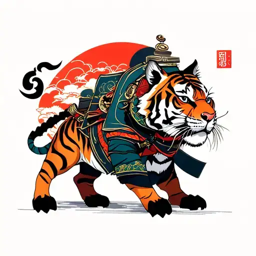 Samurai With A Bengal Tiger