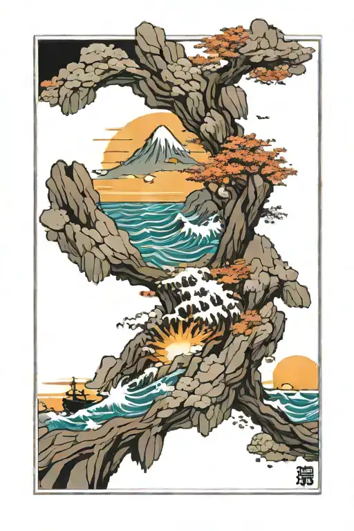 Sunset Sea Rocks Frame