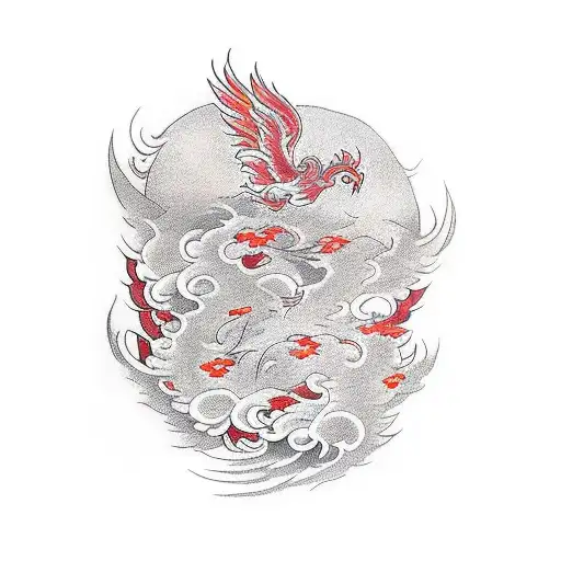 Phoenix Rising From Cherry Blossom