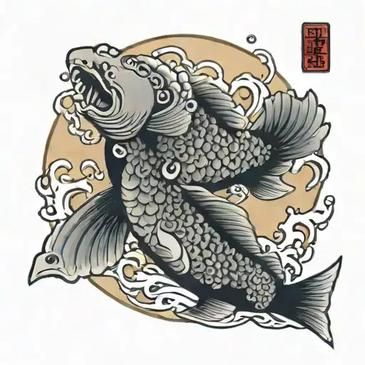 Moon And Fish Swimming