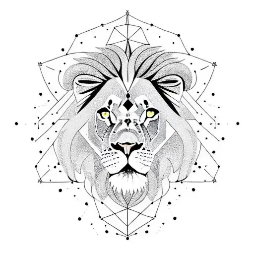A Lion Constellation Surrounded By Celestial Elements