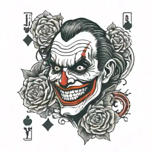 Joker Head With Playing Card