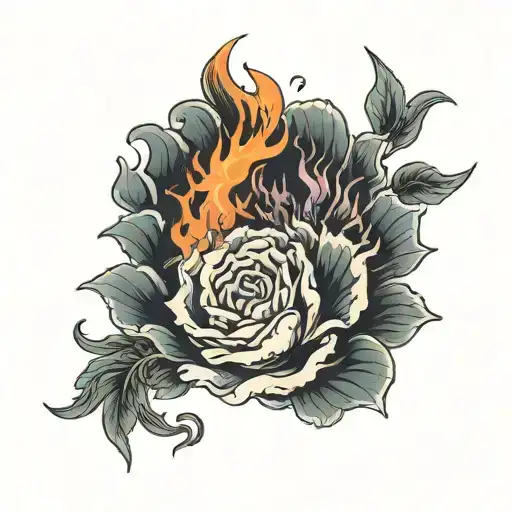 Burning Rose Giving Life To A Phoenix Rising From The Ashes