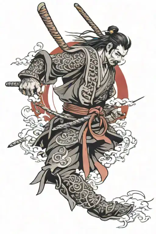 Samurai On Full Arm 3D