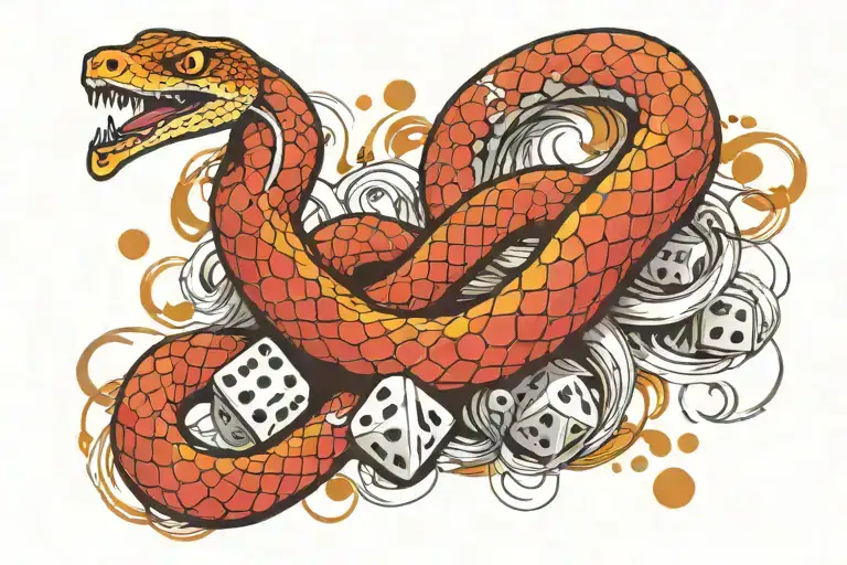 Snake With A Dice And Particles With Aura