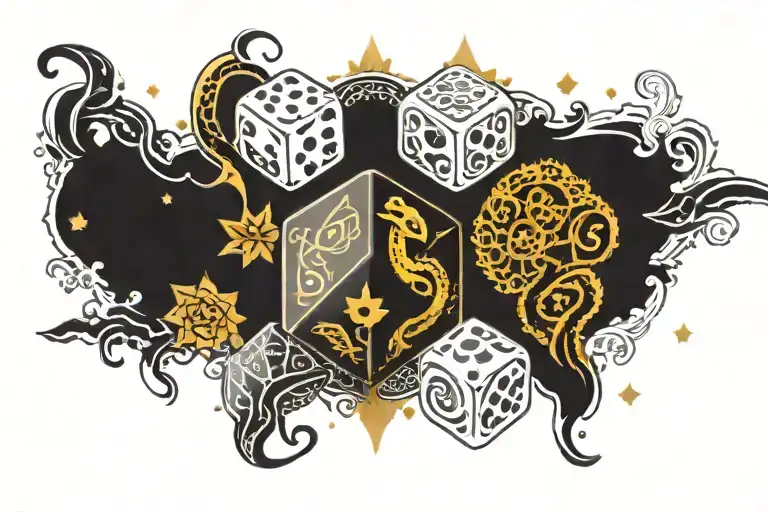 Dice With A Snake In The Background And Particles With Aura