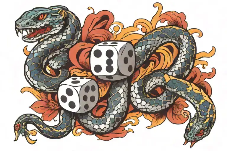 Dice And Snake In The Background