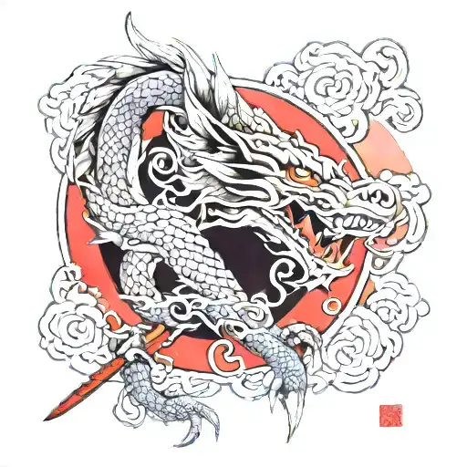 Dragon And Katana Tattoo