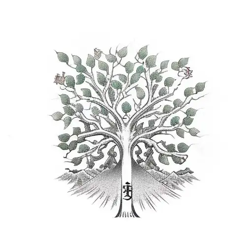 Tree Of Life And Olive Tree With Initials T T D H