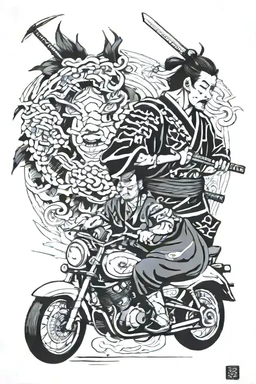 Samurai And Motorcicle