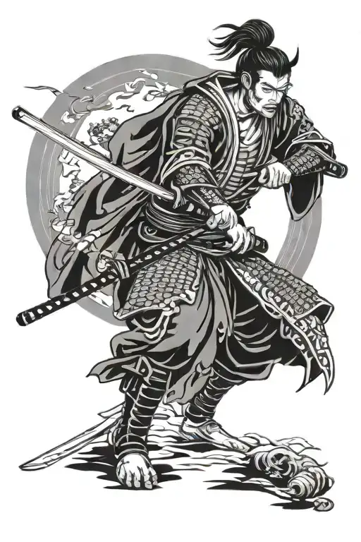 Samurai And A Katana With A Shrine Domain Expansion