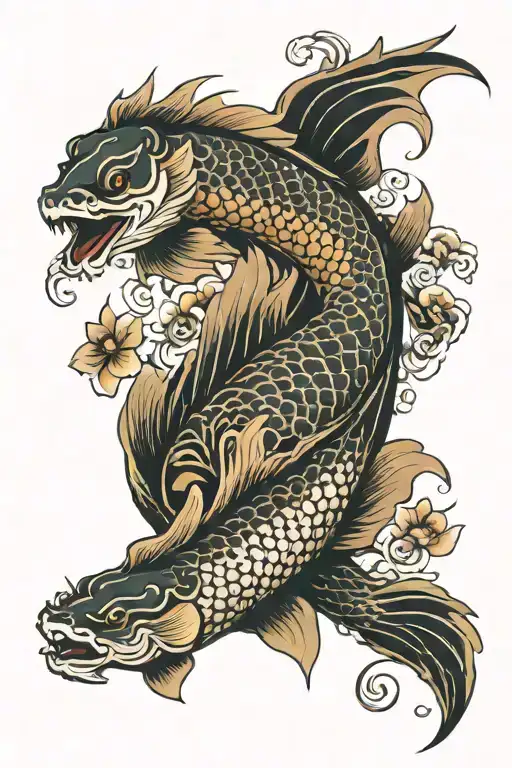 Koi Fish Transforming Into A Dragon